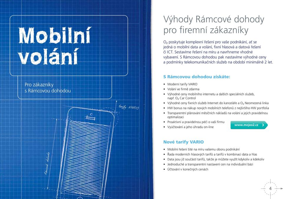 Pro zákazníky s Rámcovou dohodou tarify VARIO S Rámcovou dohodou získáte: Moderní tarify VARIO Volání ve firmě zdarma Výhodné ceny mobilního internetu a dalších speciálních služeb, např.