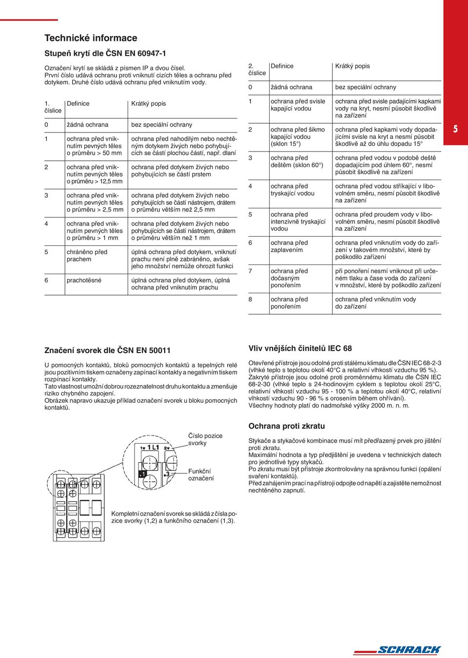 . Definice Krátký popis číslice 0 žádná ochrana bez speciální ochrany ochrana před vnik ochrana před nahodilým nebo nechtěnutím pevných těles ným dotykem živých nebo pohybujío průměru > 50 mm cích se