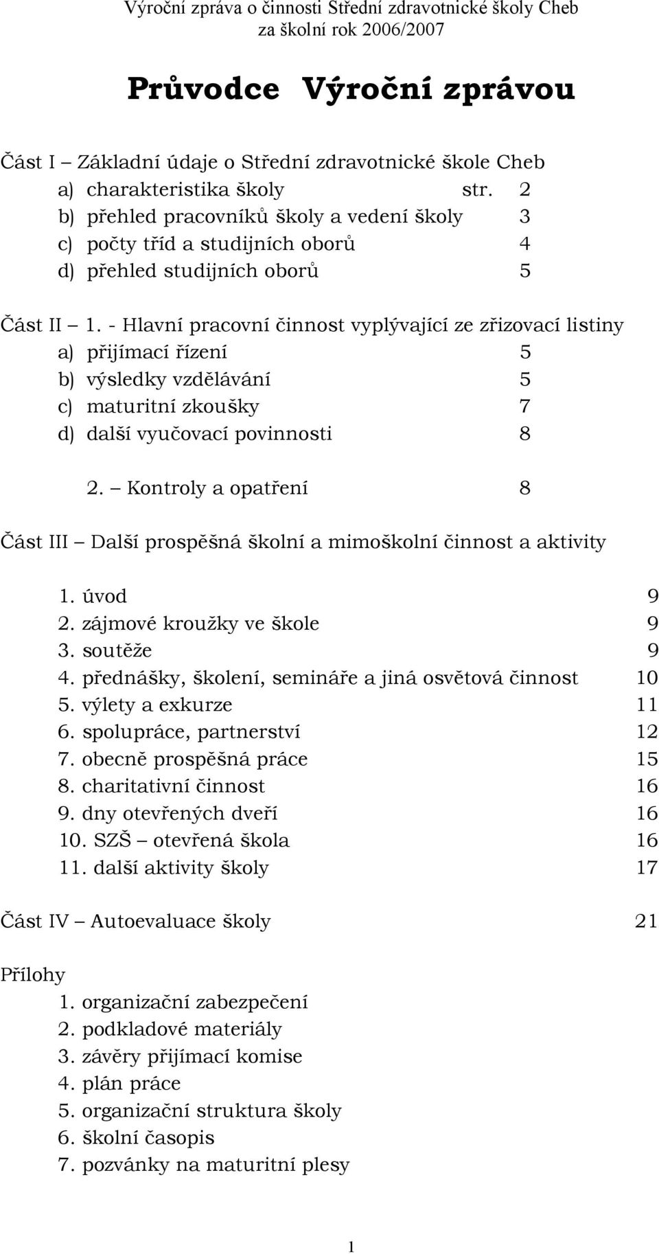 - Hlavní pracovní činnost vyplývající ze zřizovací listiny a) přijímací řízení 5 b) výsledky vzdělávání 5 c) maturitní zkoušky 7 d) další vyučovací povinnosti 8 2.