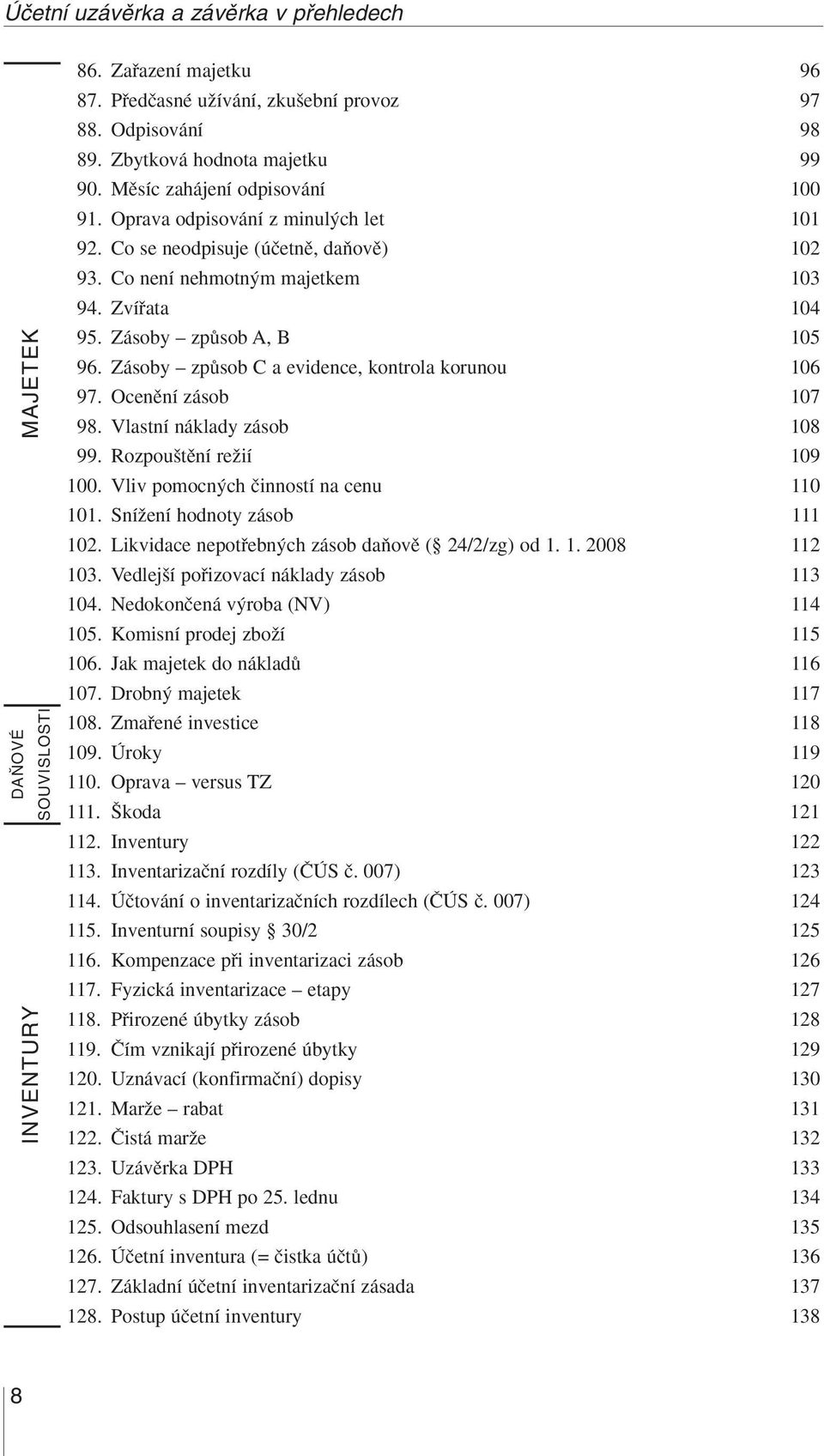 Zásoby zpûsob C a evidence, kontrola korunou 106 97. Ocenûní zásob 107 98. Vlastní náklady zásob 108 99. Rozpou tûní reïií 109 100. Vliv pomocn ch ãinností na cenu 110 101.