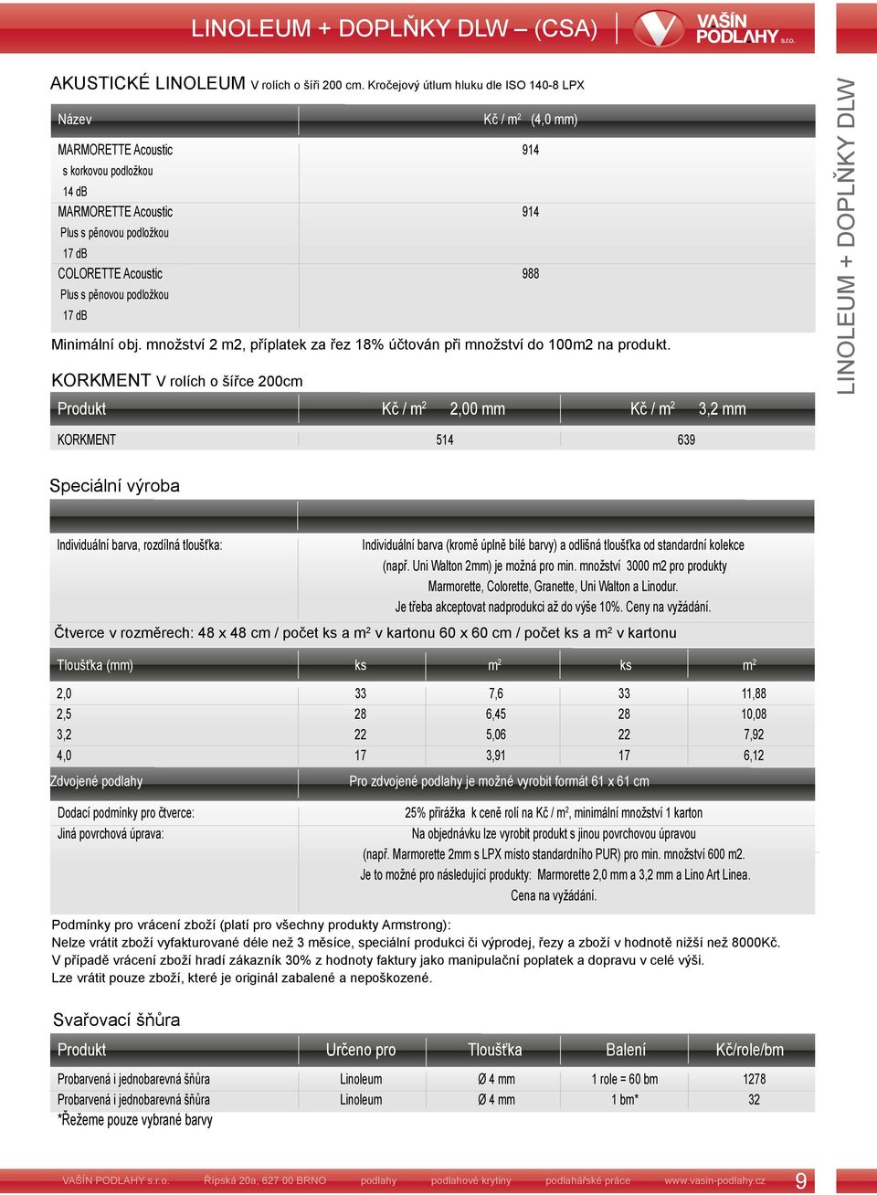 pěnovou podložkou 17 db Minimální obj. množství 2 m2, příplatek za řez 18% účtován při množství do 100m2 na produkt.