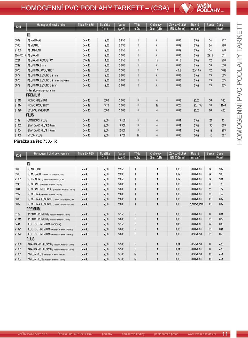3 000 T 4 0,03 25x2 29 / 2 611 3221 IQ GRANIT ACOUSTIC* 33-42 4,00 3 850 T 15 0,13 23x2 12 900 3242 IQ OPTIMA 2 mm 34-43 2,00 2 800 T 4 0,03 25x2 30 630 3076 IQ OPTIMA ACOUSTIC* 34-42 3,70 3 500 T 17