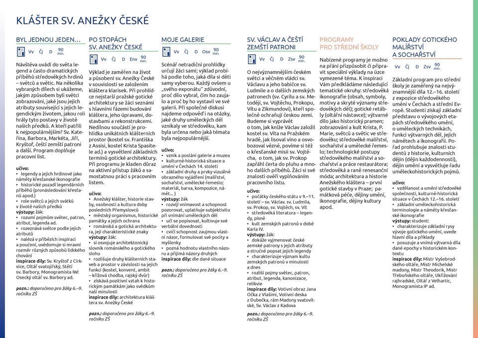 předků. A kteří patřili k nejpopulárnějším? Sv. Kateřina, Barbora, Markéta, Jiří, Kryštof, čeští zemští patroni a další. Program doplňuje pracovní list.