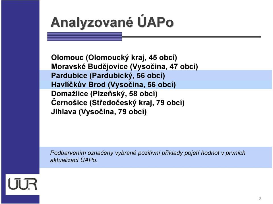 (Plzeňský, 58 obcí) Černošice (Středočeský kraj, 79 obcí) Jihlava (Vysočina, 79 obcí)