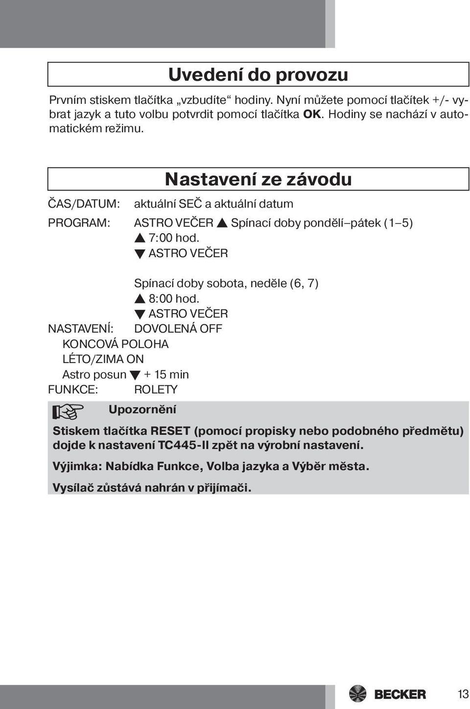 t ASTRO VEČER Spínací doby sobota, neděle (6, 7) s 8:00 hod.