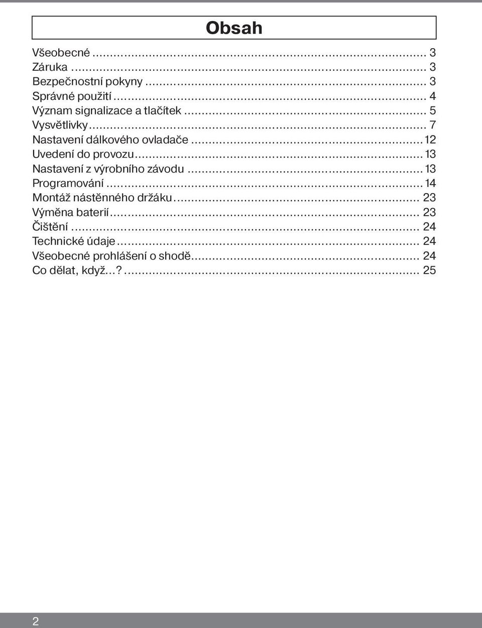 ..12 Uvedení do provozu...13 Nastavení z výrobního závodu...13 Programování.