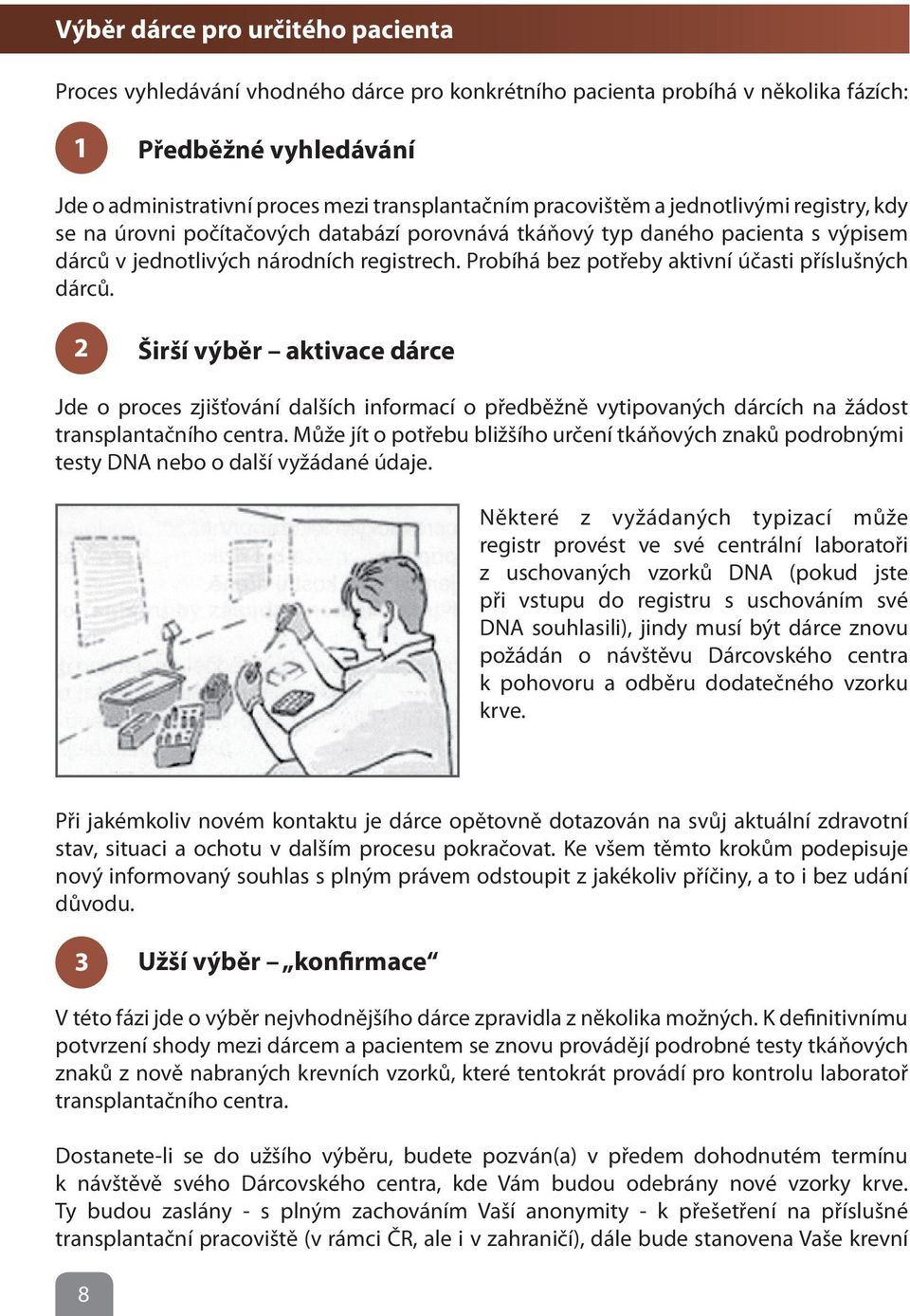 Probíhá bez potřeby aktivní účasti příslušných dárců. 2 Širší výběr aktivace dárce Jde o proces zjišťování dalších informací o předběžně vytipovaných dárcích na žádost transplantačního centra.