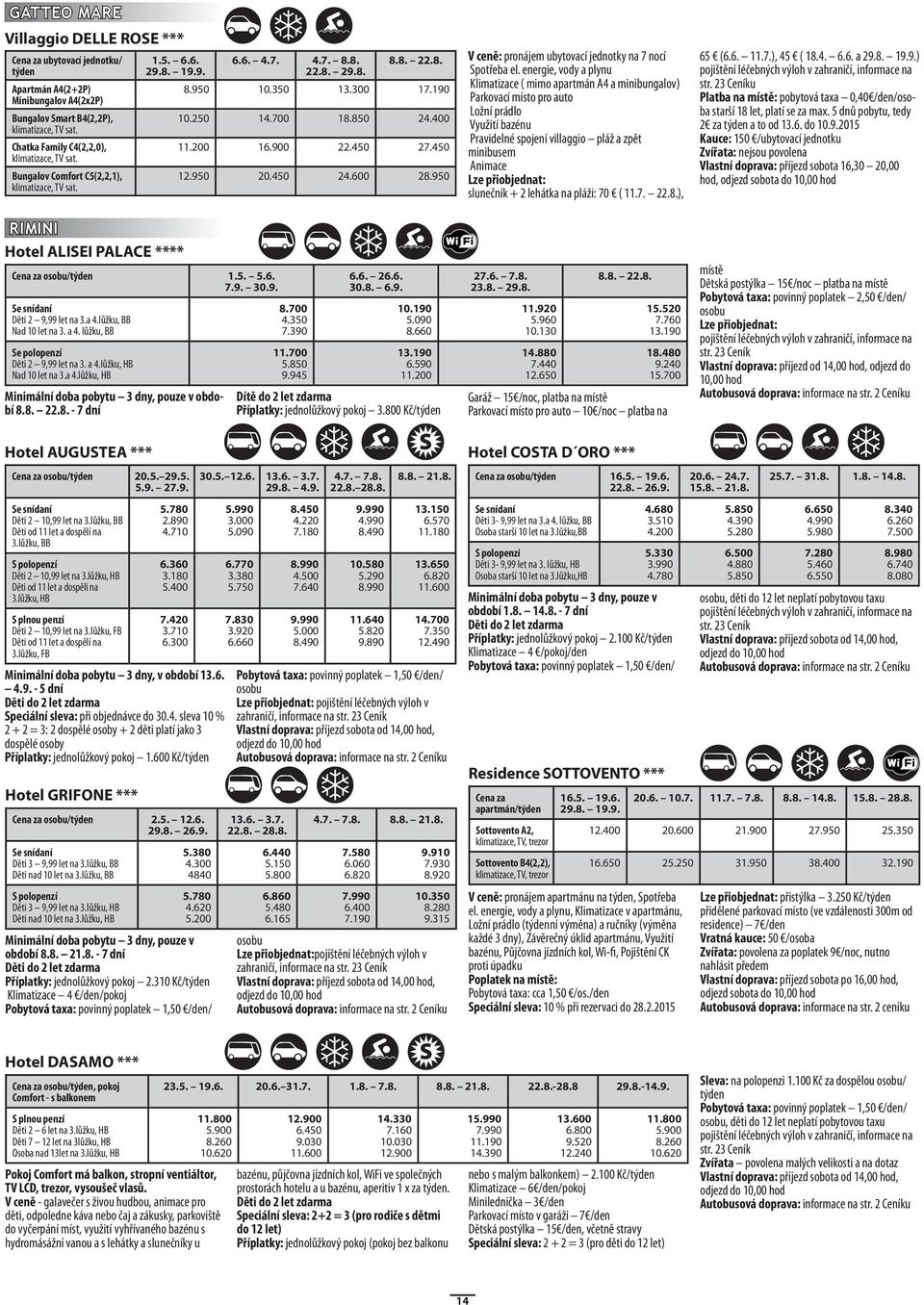 lůžku, BB e polopenzí Děti 2 9,99 let na 3. a 4.lůžku, HB Nad 10 let na 3.a 4.lůžku, HB Minimální doba pobytu 3 dny, pouze v období 8.8. 22.8. - 7 dní Hotel AUGUTEA *** 1.5. 6.6. 29.8. 19.9. 6.6. 4.7. 4.7. 8.8. 8.700 4.