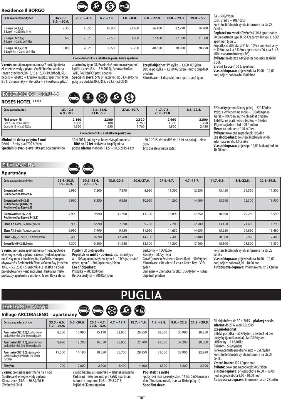 250 6 dospělých + 2 deti do 14 let V ceně slunečník + 2 lehátka na pláži / každý apartmán, potřeba el.