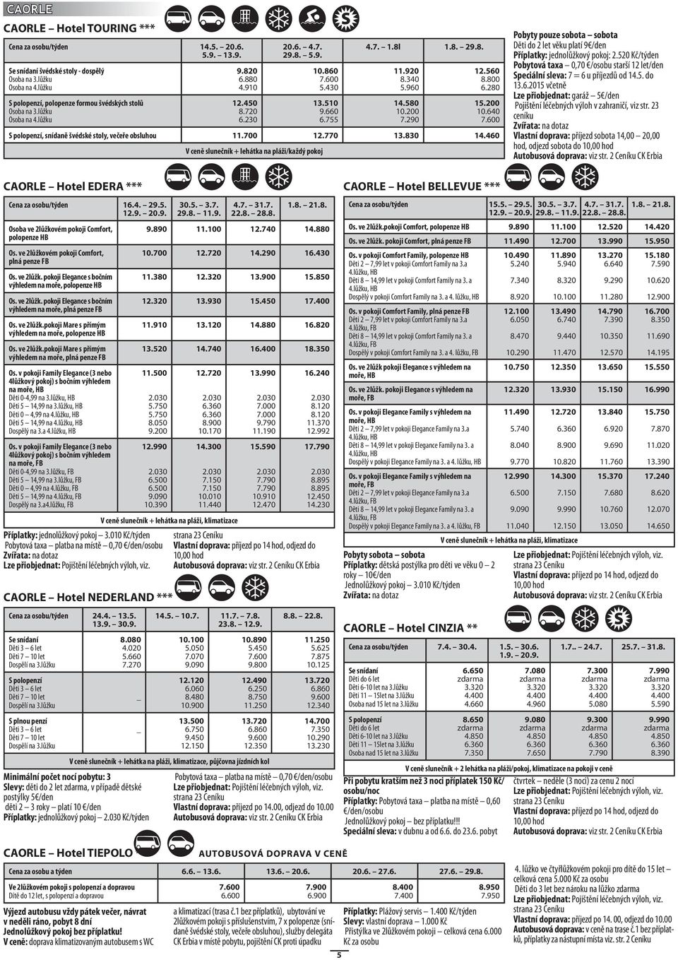 640 7.600 polopenzí, snídaně švédské stoly, večeře obsluhou 11.700 12.770 13.830 14.