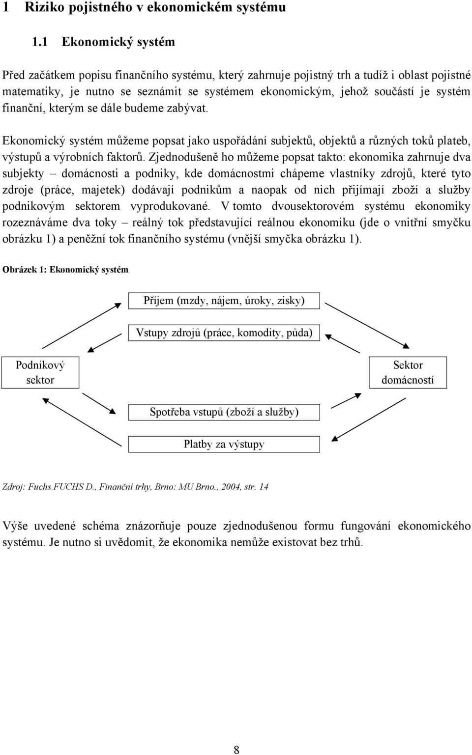 finanční, kterým se dále budeme zabývat. Ekonomický systém můžeme popsat jako uspořádání subjektů, objektů a různých toků plateb, výstupů a výrobních faktorů.