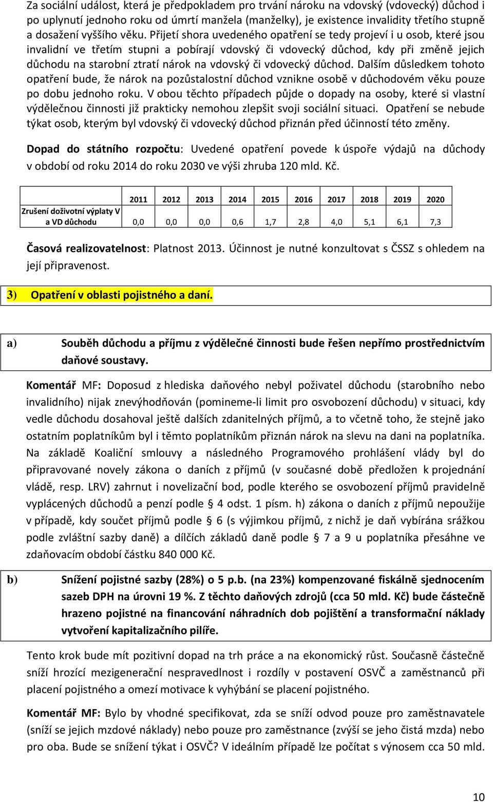 Přijetí shora uvedeného opatření se tedy projeví i u osob, které jsou invalidní ve třetím stupni a pobírají vdovský či vdovecký důchod, kdy při změně jejich důchodu na starobní ztratí nárok na