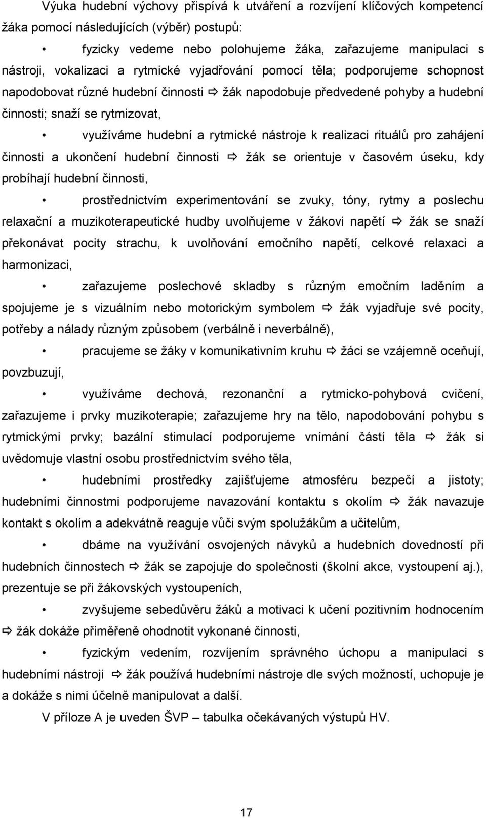 nástroje k realizaci rituálů pro zahájení činnosti a ukončení hudební činnosti žák se orientuje v časovém úseku, kdy probíhají hudební činnosti, prostřednictvím experimentování se zvuky, tóny, rytmy