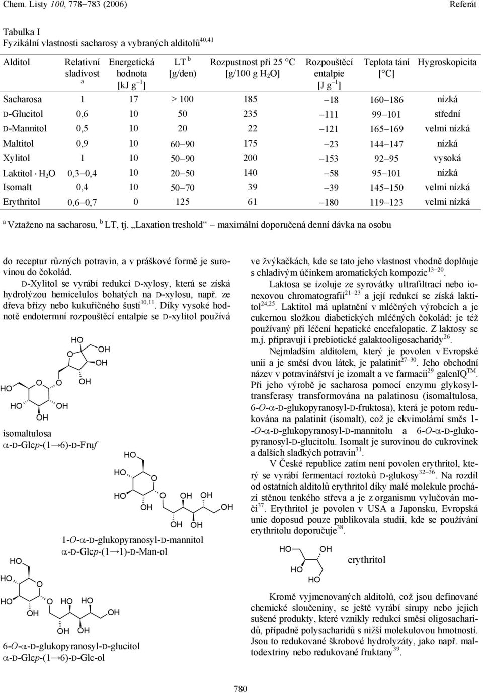 175 23 144 147 nízká Xylitol 1 10 50 90 200 153 92 95 vysoká Laktitol H 2 0,3 0,4 10 20 50 140 58 95 101 nízká Isomalt 0,4 10 50 70 39 39 145 150 velmi nízká Erythritol 0,6 0,7 0 125 61 180 119 123