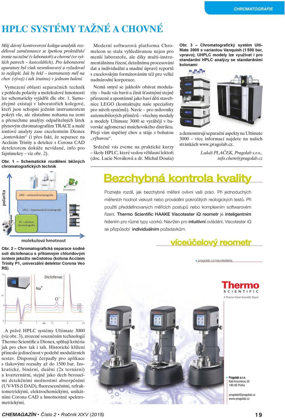 Vymezení oblasti separačních technik z pohledu polarity a molekulové hmotnosti lze schematicky vyjádřit dle obr. 1.