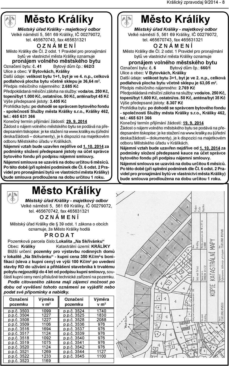 1 zákona o obcích oznamuje, že Město Králíky hodlá P R O D A T Pozemková parcela číslo: Lokalita Na Skřivánku Obec: Králíky Katastrální území: KRÁLÍKY Bližší určení: pozemky pro výstavbu rodinných