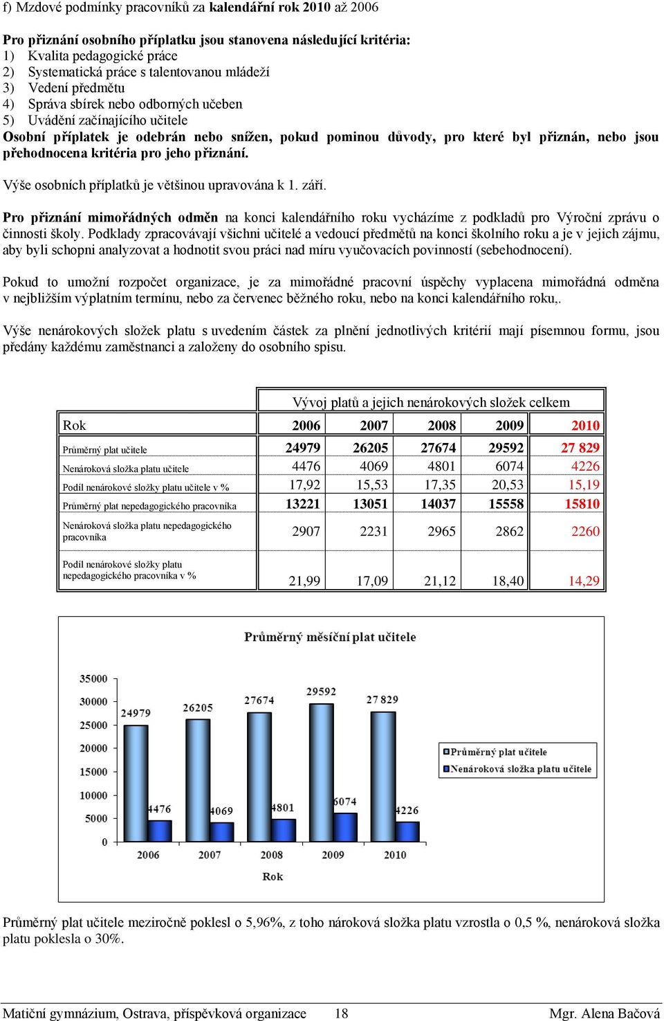 přehodnocena kritéria pro jeho přiznání. Výše osobních příplatků je většinou upravována k 1. září.