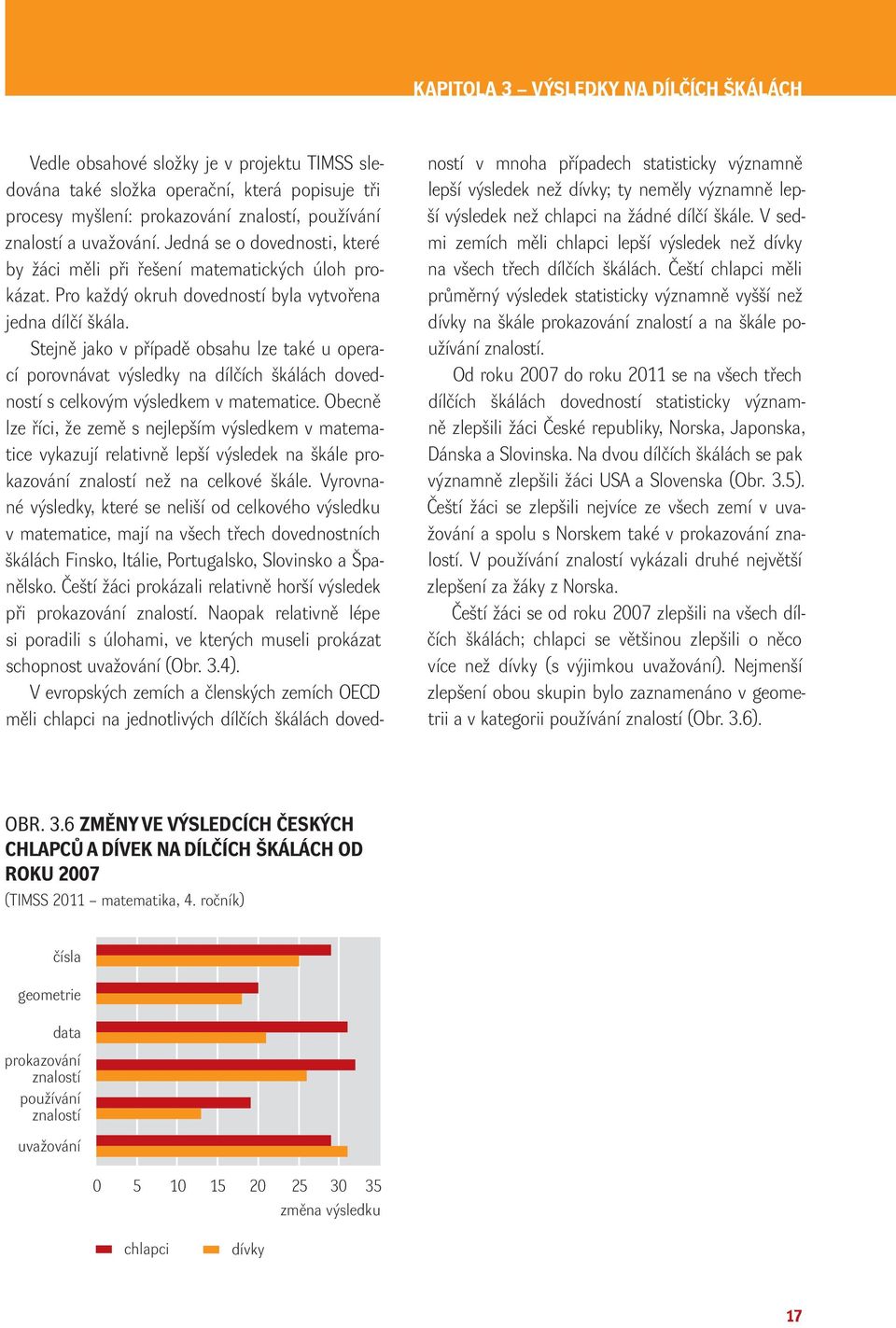 Stejně jako v případě obsahu lze také u operací porovnávat výsledky na dílčích škálách dovedností s celkovým výsledkem v matematice.