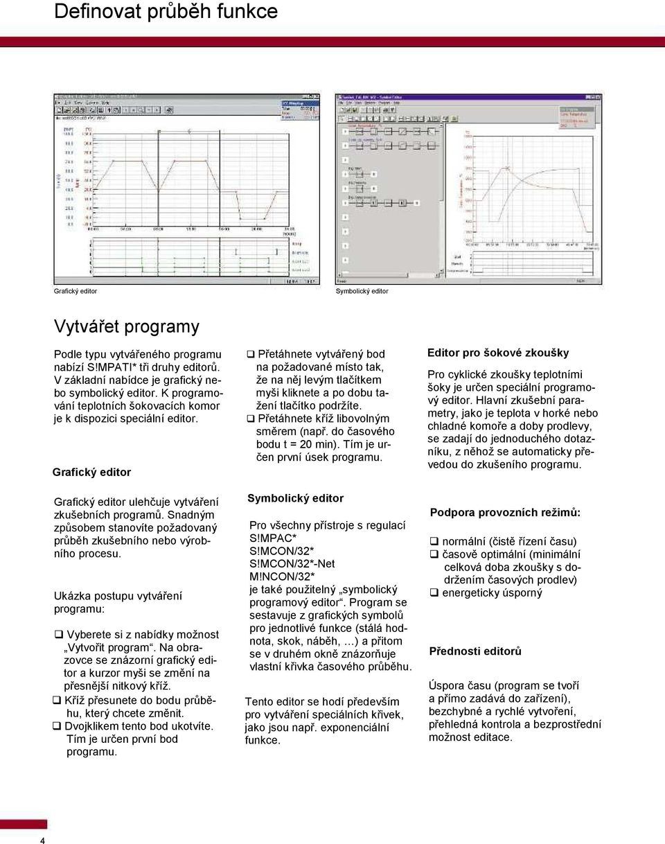 Snadným způsobem stanovíte požadovaný průběh zkušebního nebo výrobního procesu. Ukázka postupu vytváření programu: Vyberete si z nabídky možnost Vytvořit program.