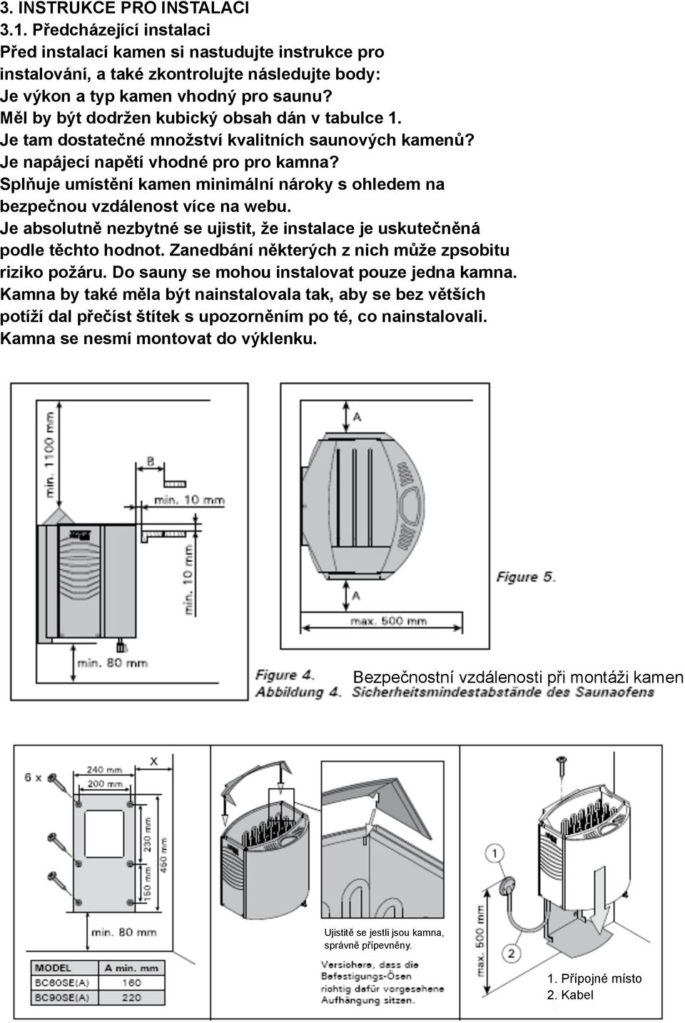 Splňuje umístění kamen minimální nároky s ohledem na bezpečnou vzdálenost více na webu. Je absolutně nezbytné se ujistit, že instalace je uskutečněná podle těchto hodnot.