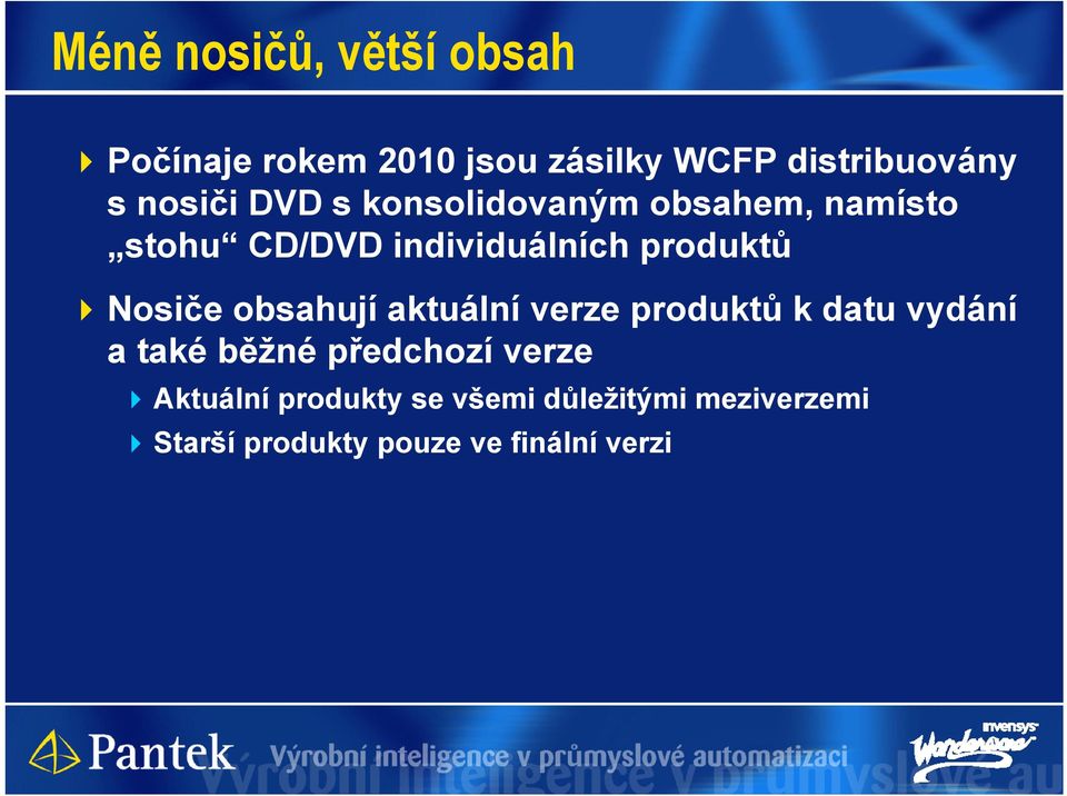 Nosiče obsahují aktuální verze produktů k datu vydání a také běžné předchozí verze