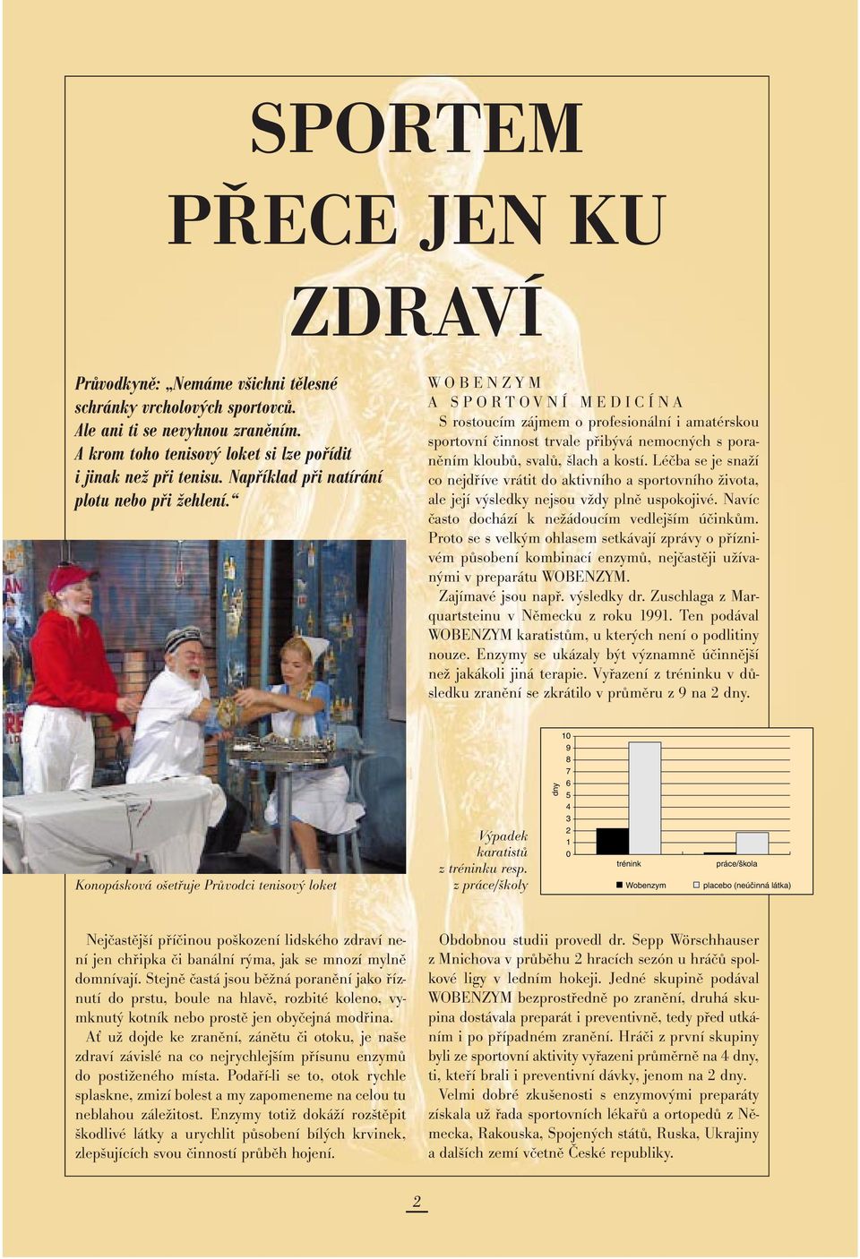 W OBENZYM A SPORTOVNÍ MEDICÍNA Srostoucím zájmem o profesionální i amatérskou sportovní činnost trvale přibývá nemocných s poraněním kloubů, svalů, šlach a kostí.