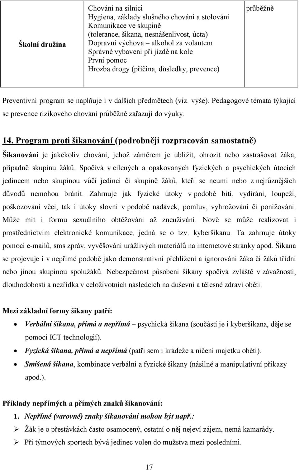 Pedagogové témata týkající se prevence rizikového chování průběţně zařazují do výuky. 14.