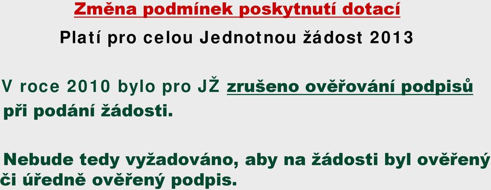 ověřování podpisů při podání žádosti.