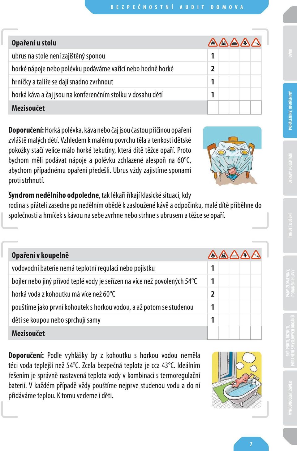 Vzhledem k malému povrchu těla a tenkosti dětské pokožky stačí velice málo horké tekutiny, která dítě těžce opaří.