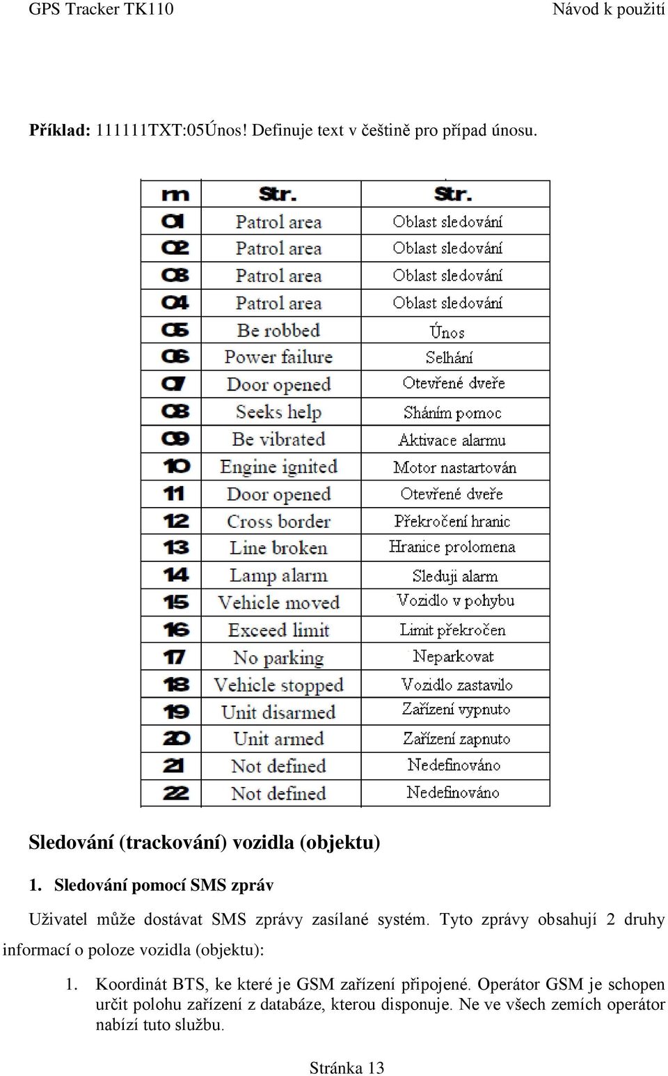 Tyto zprávy obsahují 2 druhy informací o poloze vozidla (objektu): 1.