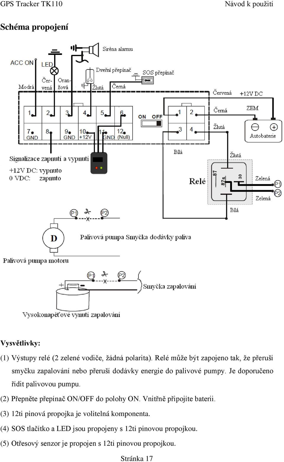 Je doporučeno řídit palivovou pumpu. (2) Přepněte přepínač ON/OFF do polohy ON. Vnitřně připojíte baterii.