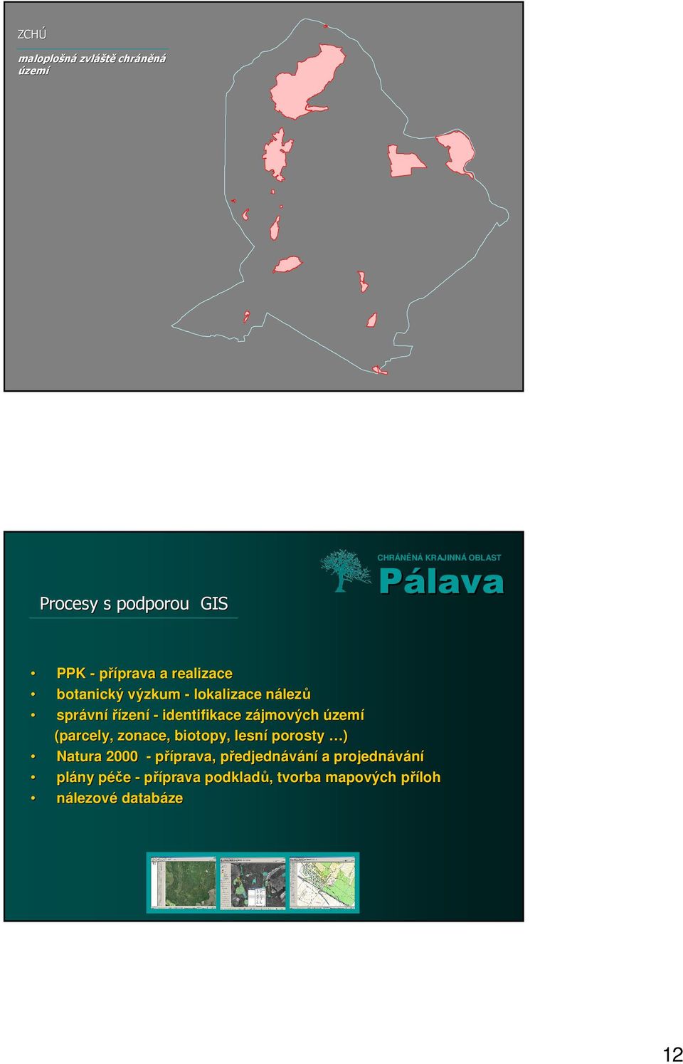 zájmových z území (parcely, zonace,, biotopy, lesní porosty ) Natura 2000 - příprava, prava,