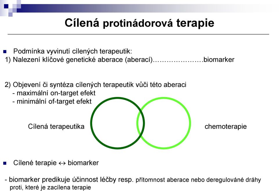 biomarker 2) Objevení či syntéza cílených terapeutik vůči této aberaci - maximální on-target efekt -