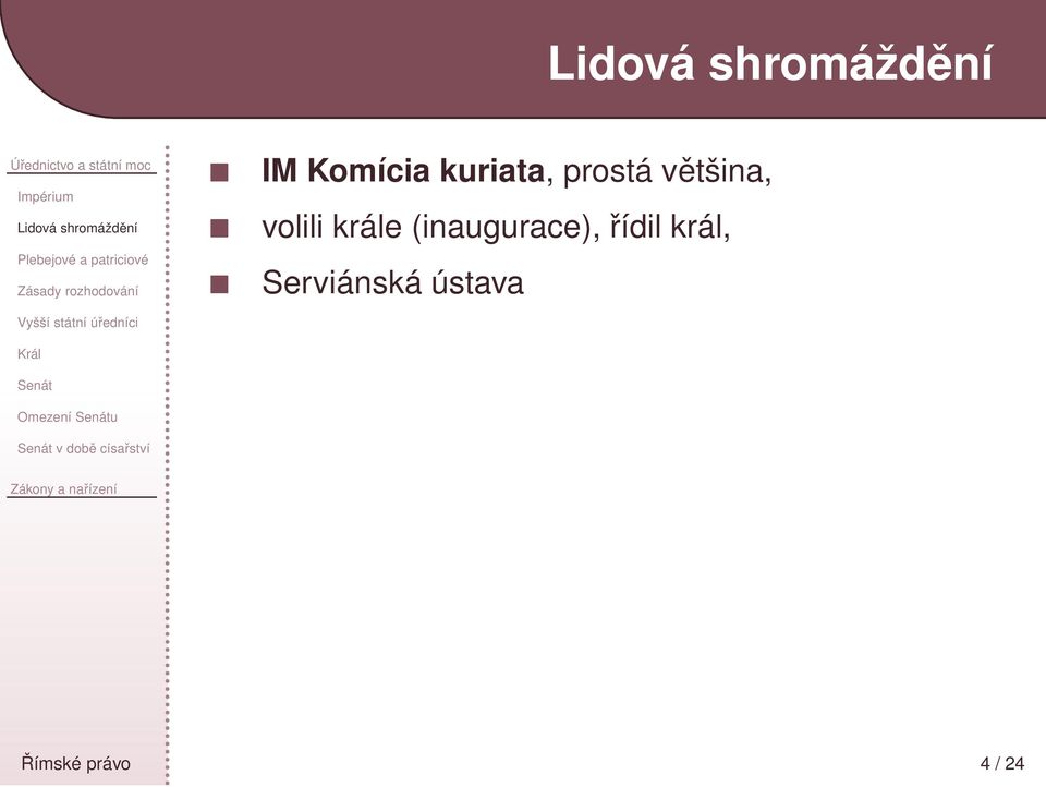 Omezení Senátu Senát v době císařství IM Komícia kuriata, prostá