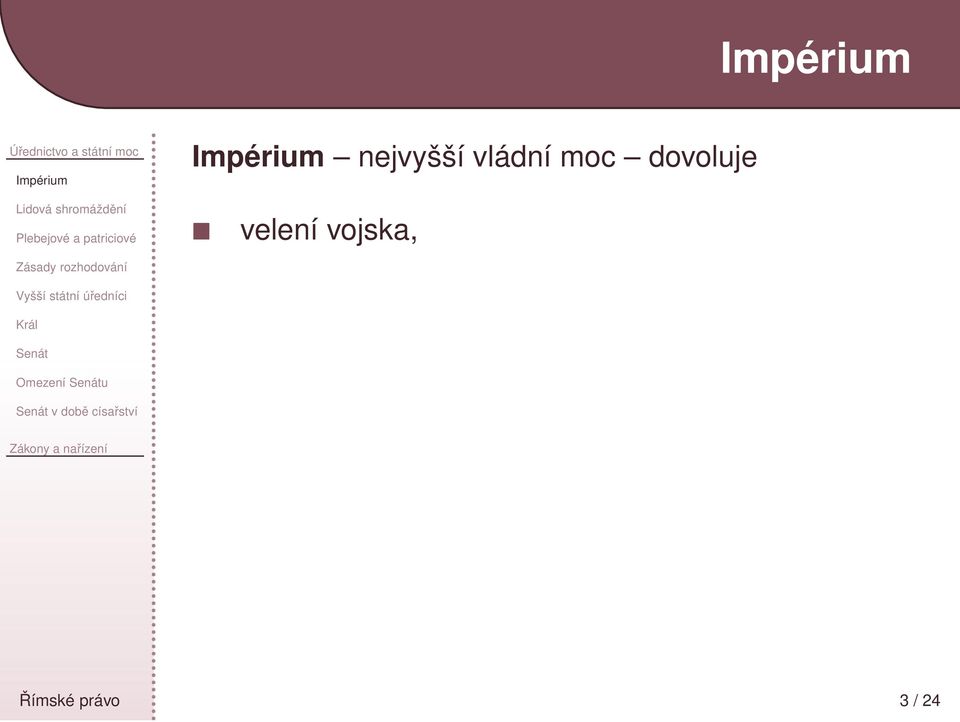 rozhodování Vyšší státní úředníci Král Senát Omezení