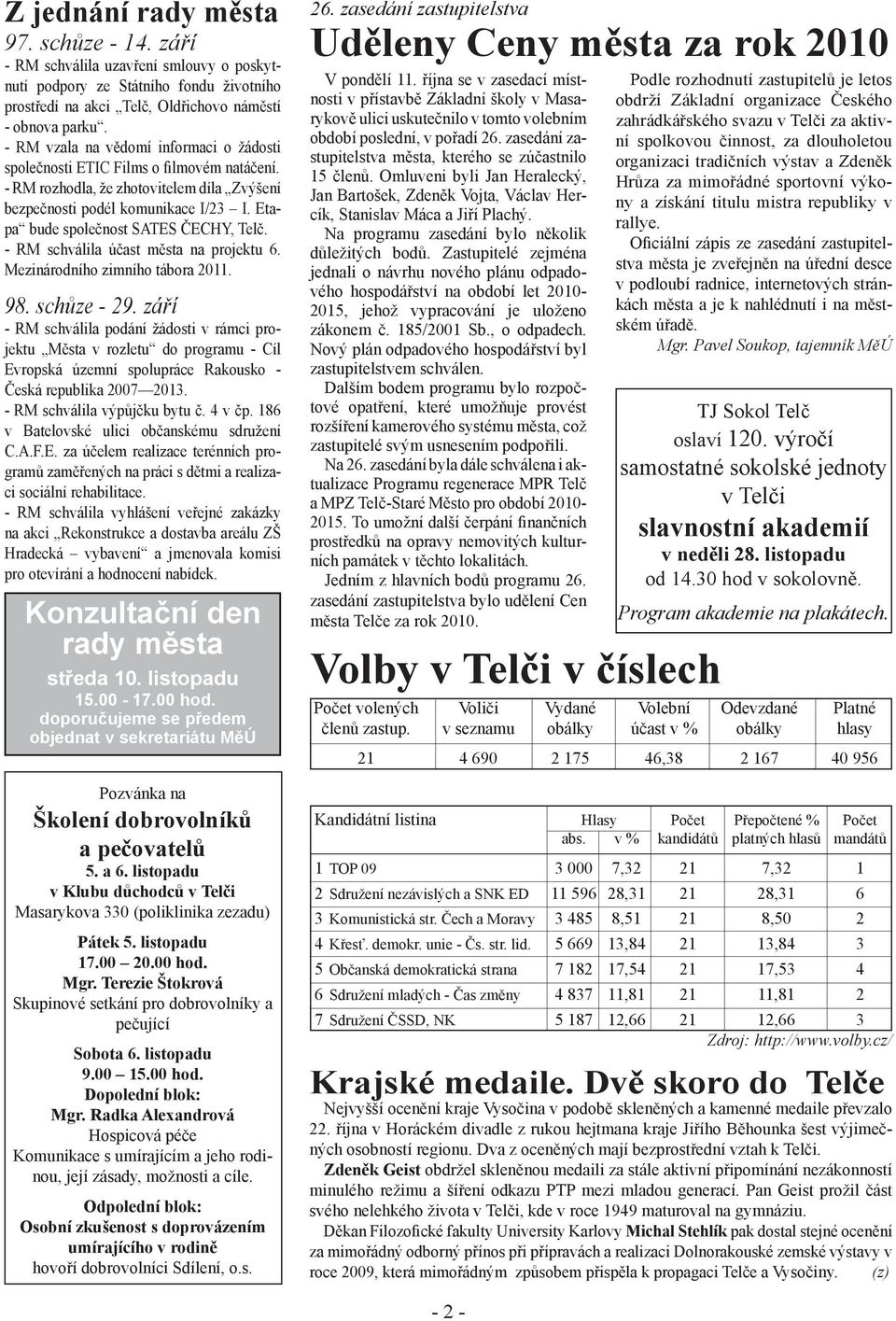 Etapa bude společnost SATES ČECHY, Telč. - RM schválila účast města na projektu 6. Mezinárodního zimního tábora 2011. 98. schůze - 29.