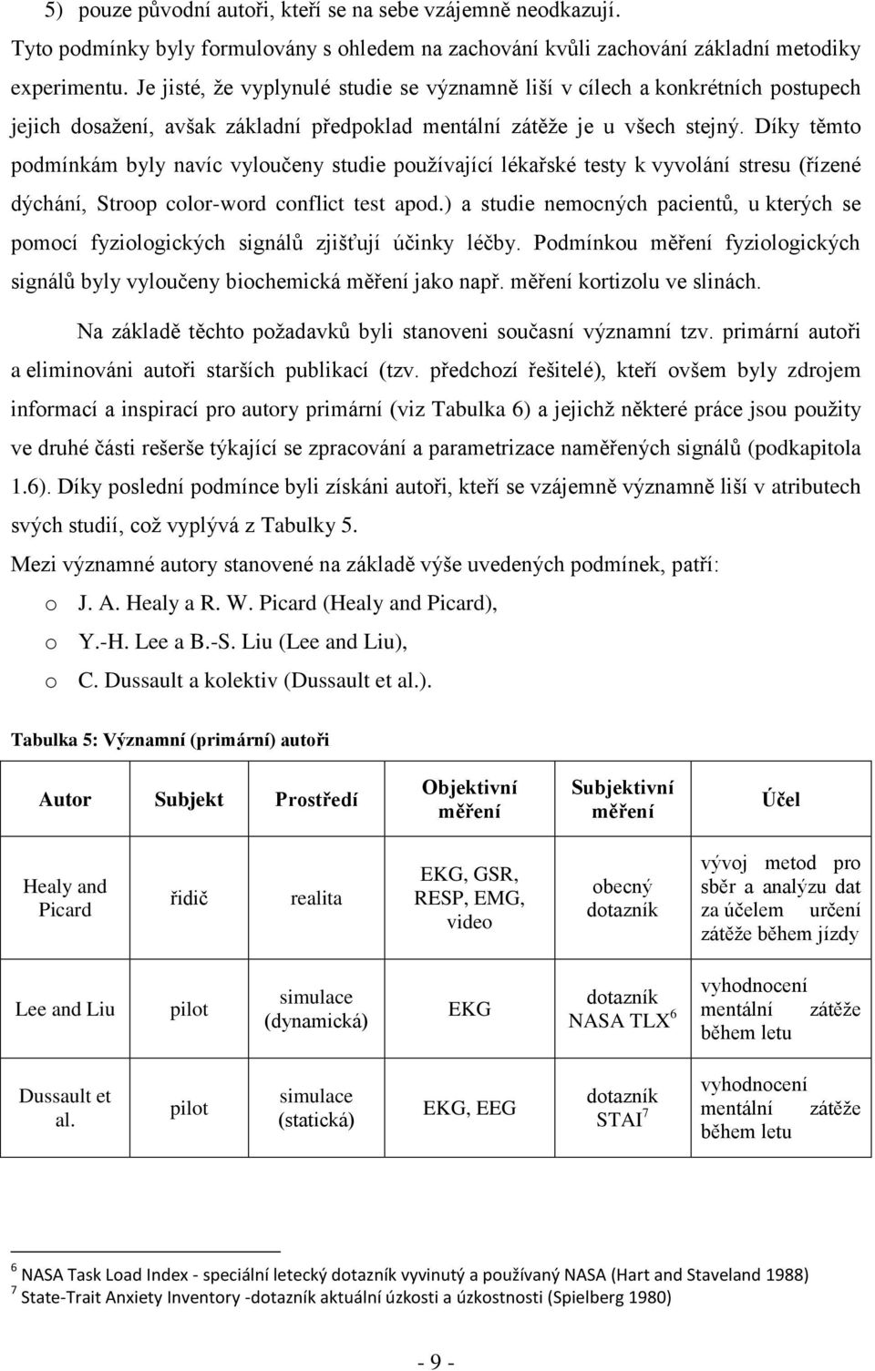 Díky těmto podmínkám byly navíc vyloučeny studie používající lékařské testy k vyvolání stresu (řízené dýchání, Stroop color-word conflict test apod.