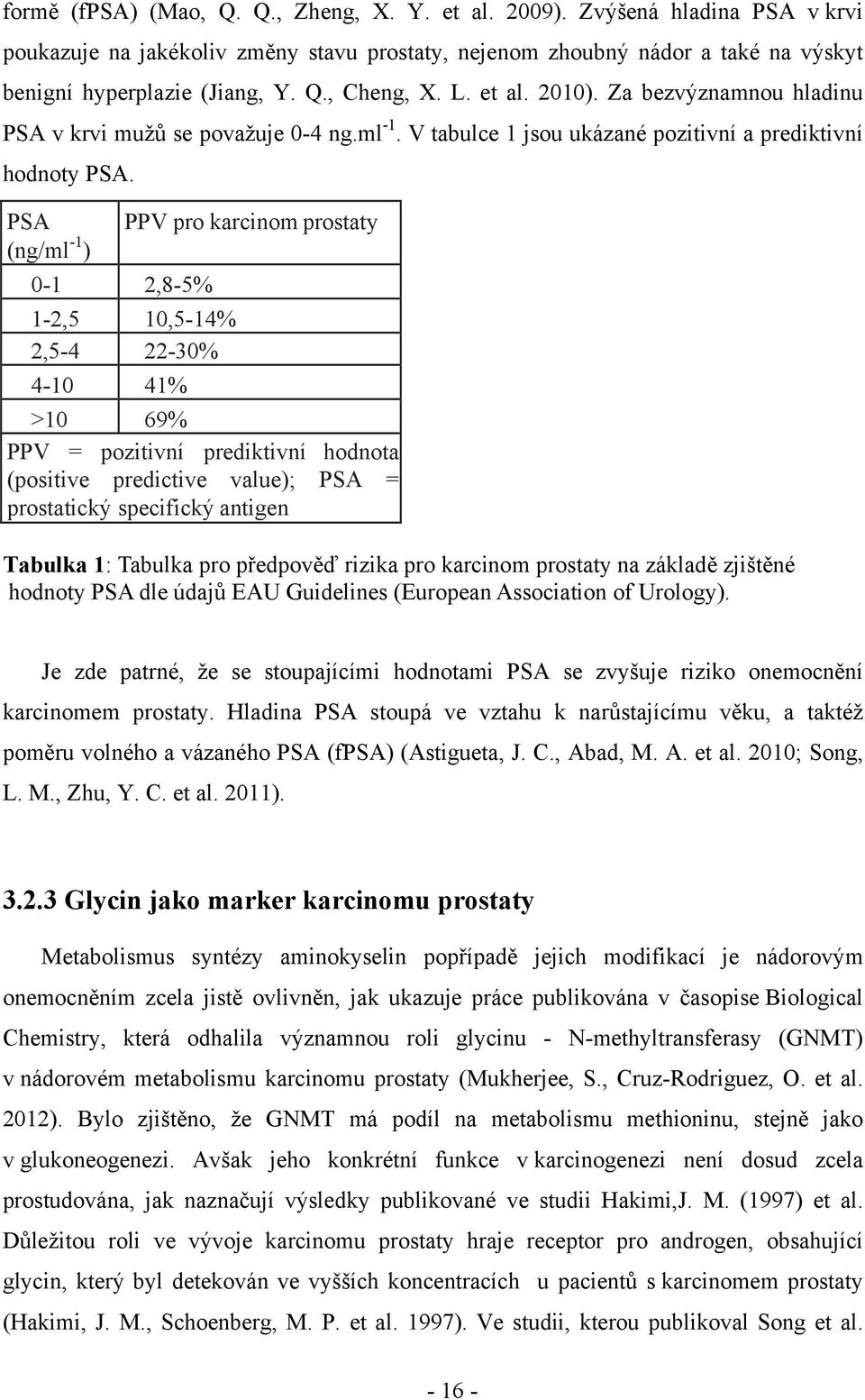 PSA PPV pro karcinom prostaty (ng/ml -1 ) 0-1 2,8-5% 1-2,5 10,5-14% 2,5-4 22-30% 4-10 41% >10 69% PPV = pozitivní prediktivní hodnota (positive predictive value); PSA = prostatický specifický antigen