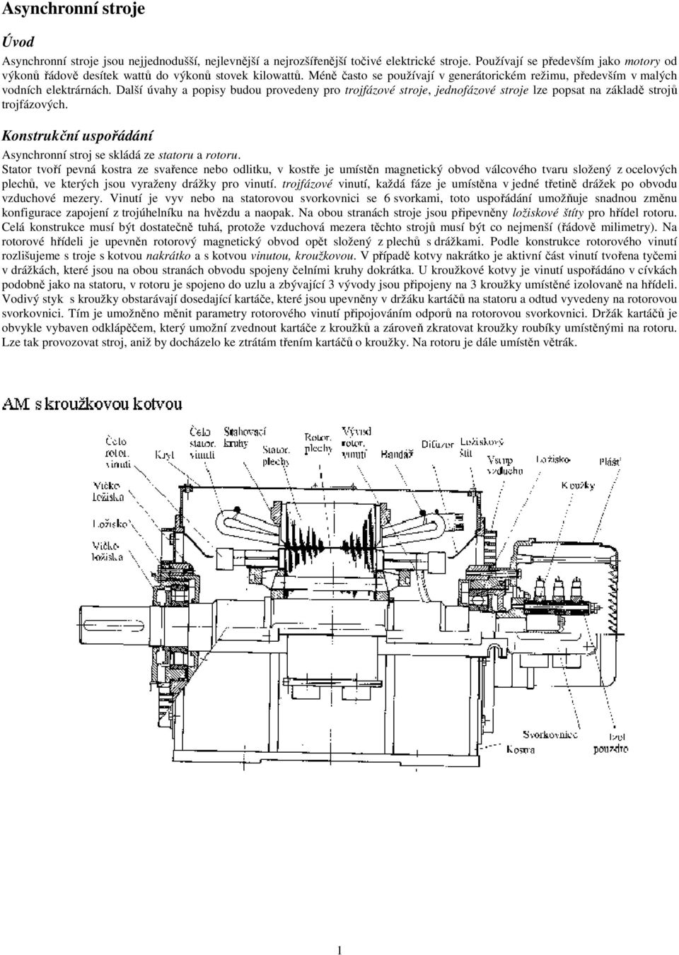 Další úvahy a popiy budou provedeny pro trojfázové troje, jednofázové troje lze popat na základě trojů trojfázových. Kontrukční upořádání Aynchronní troj e kládá ze tatoru a rotoru.