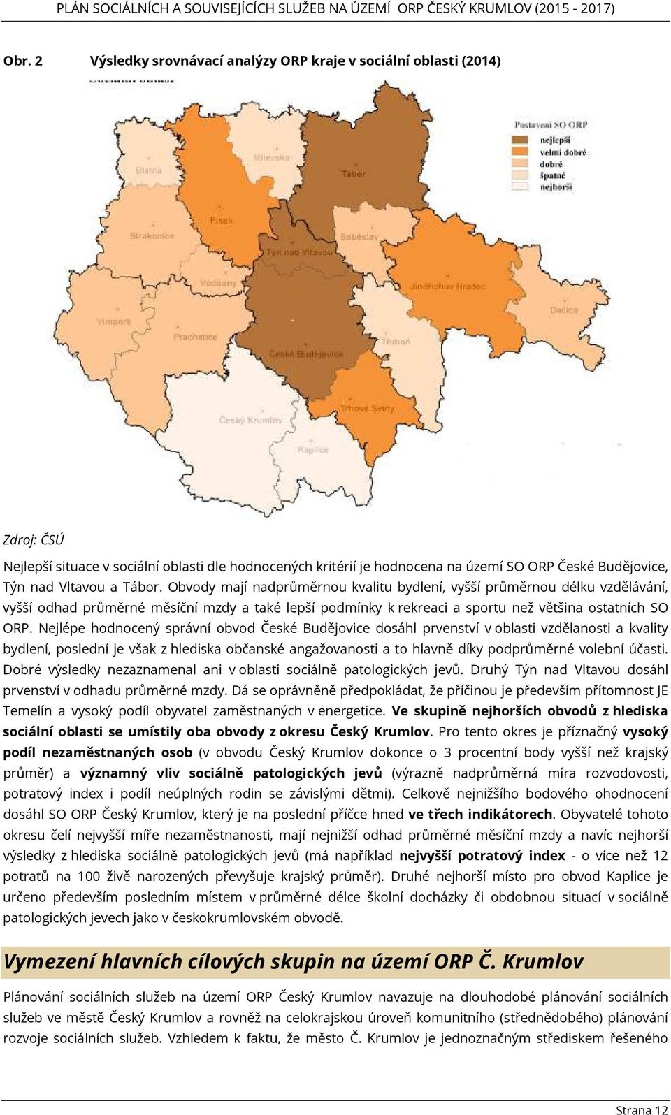 Nejlépe hodnocený správní obvod České Budějovice dosáhl prvenství v oblasti vzdělanosti a kvality bydlení, poslední je však z hlediska občanské angažovanosti a to hlavně díky podprůměrné volební