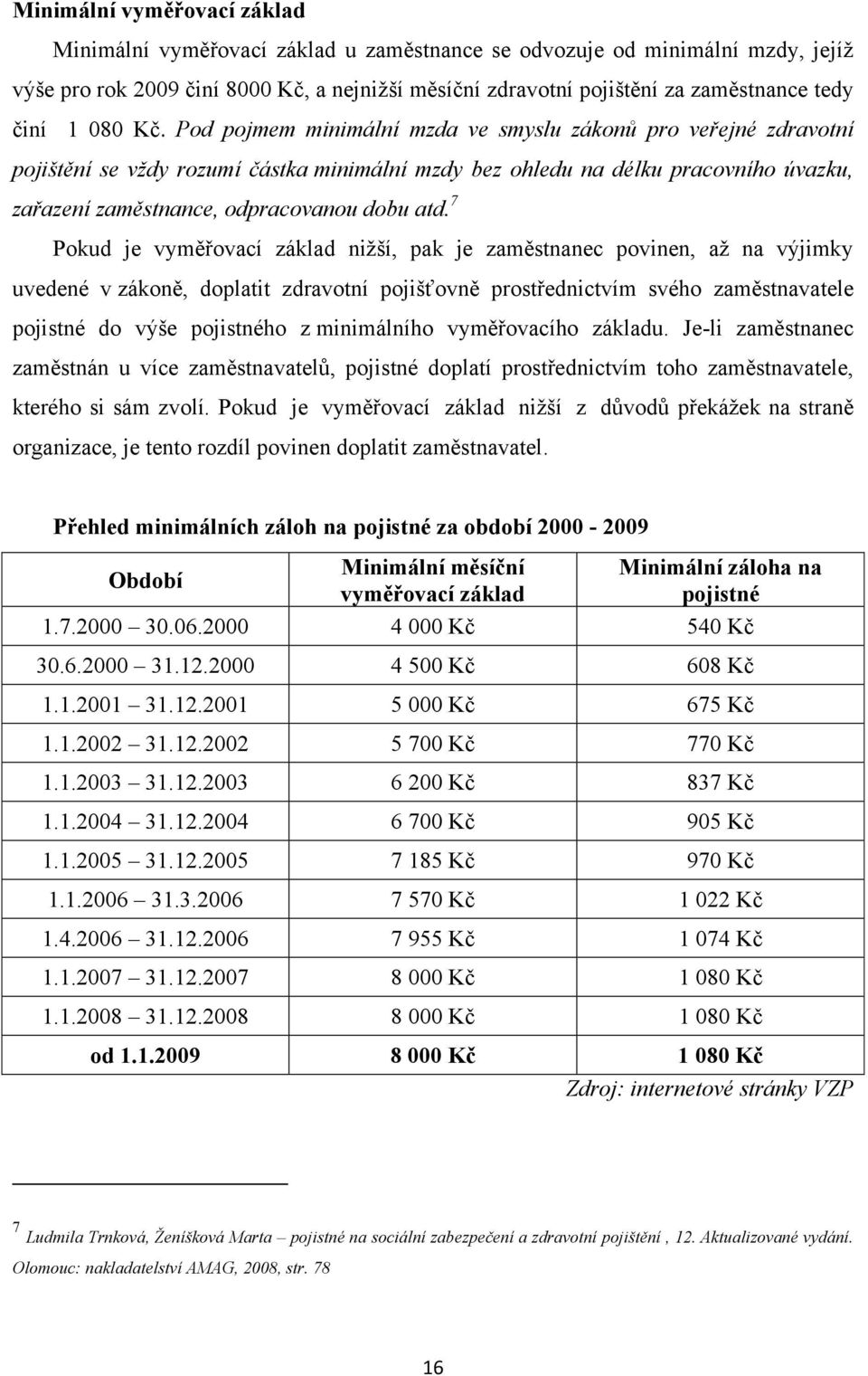 Pod pojmem minimální mzda ve smyslu zákonů pro veřejné zdravotní pojištění se vţdy rozumí částka minimální mzdy bez ohledu na délku pracovního úvazku, zařazení zaměstnance, odpracovanou dobu atd.