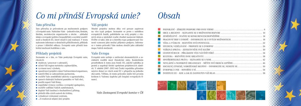 V textu naleznete informace o dotačních příležitostech, příklady z praxe i důležité odkazy. Evropská unie přináší konkrétní možnosti každému z nás.