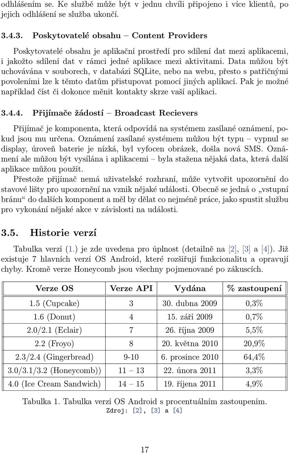 Data můžou být uchovávána v souborech, v databázi SQLite, nebo na webu, přesto s patřičnými povoleními lze k těmto datům přistupovat pomocí jiných aplikací.