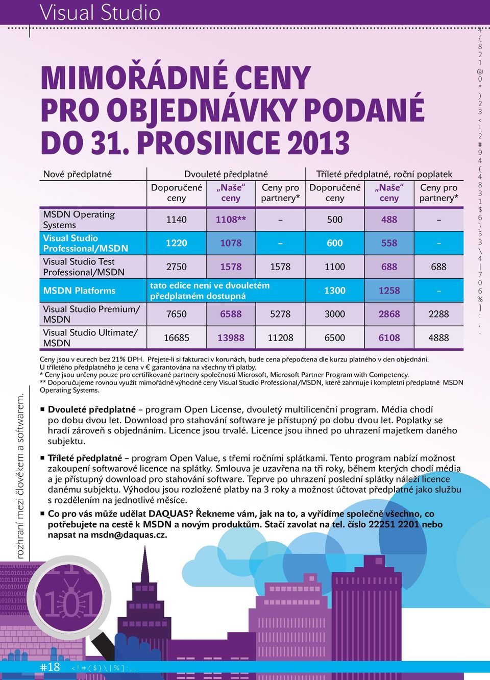 edice není ve dvouletém předplatném dostupná DAQUAS Příjemné rozhraní mezi člověkem a softwarem Ceny jsou v eurech bez DPH Přejete-li si fakturaci v korunách bude cena přepočtena dle kurzu platného v