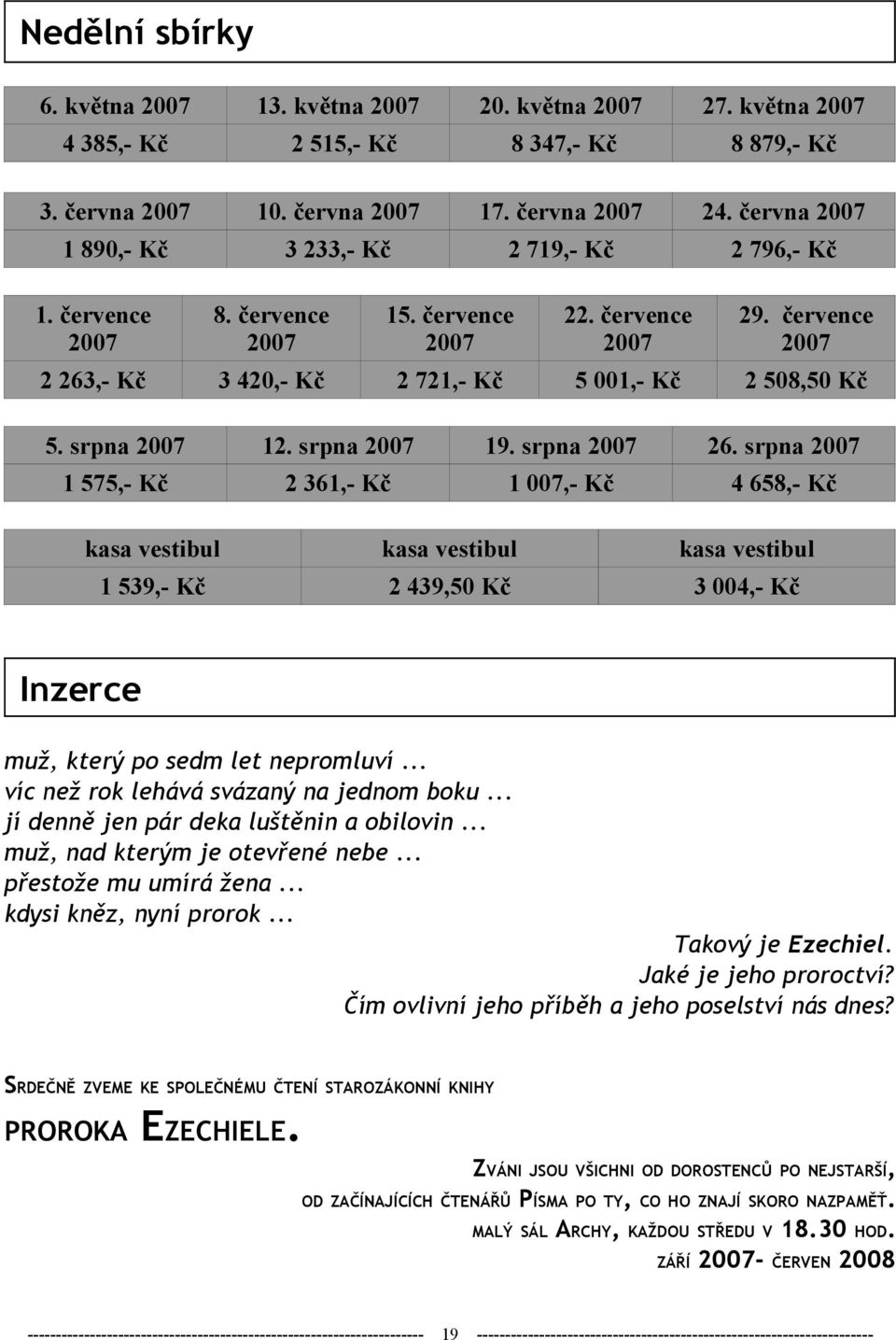 července 2007 2 263,- Kč 3 420,- Kč 2 721,- Kč 5 001,- Kč 2 508,50 Kč 5. srpna 2007 12. srpna 2007 19. srpna 2007 26.