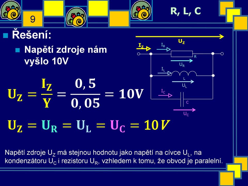 zdroje U Z má stejnou hodnotu jako napětí na cívce U L, na