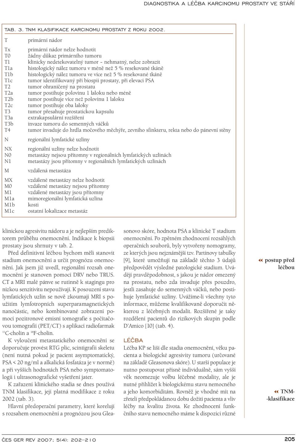 nehmatný, nelze zobrazit histologický nález tumoru v méně než 5 % resekované tkáně histologický nález tumoru ve více než 5 % resekované tkáně tumor identifikovaný při biospii prostaty, při elevaci