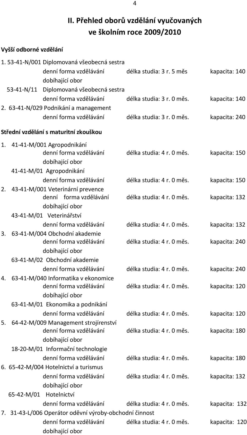 63-41-N/029 Podnikání a management denní forma vzdělávání délka studia: 3 r. 0 měs. kapacita: 240 Střední vzdělání s maturitní zkouškou 1.