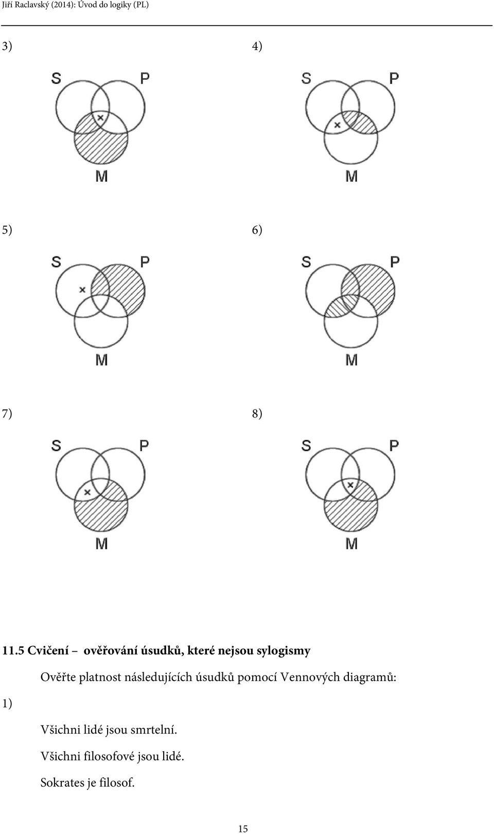 Ověřte platnost následujících úsudků pomocí Vennových