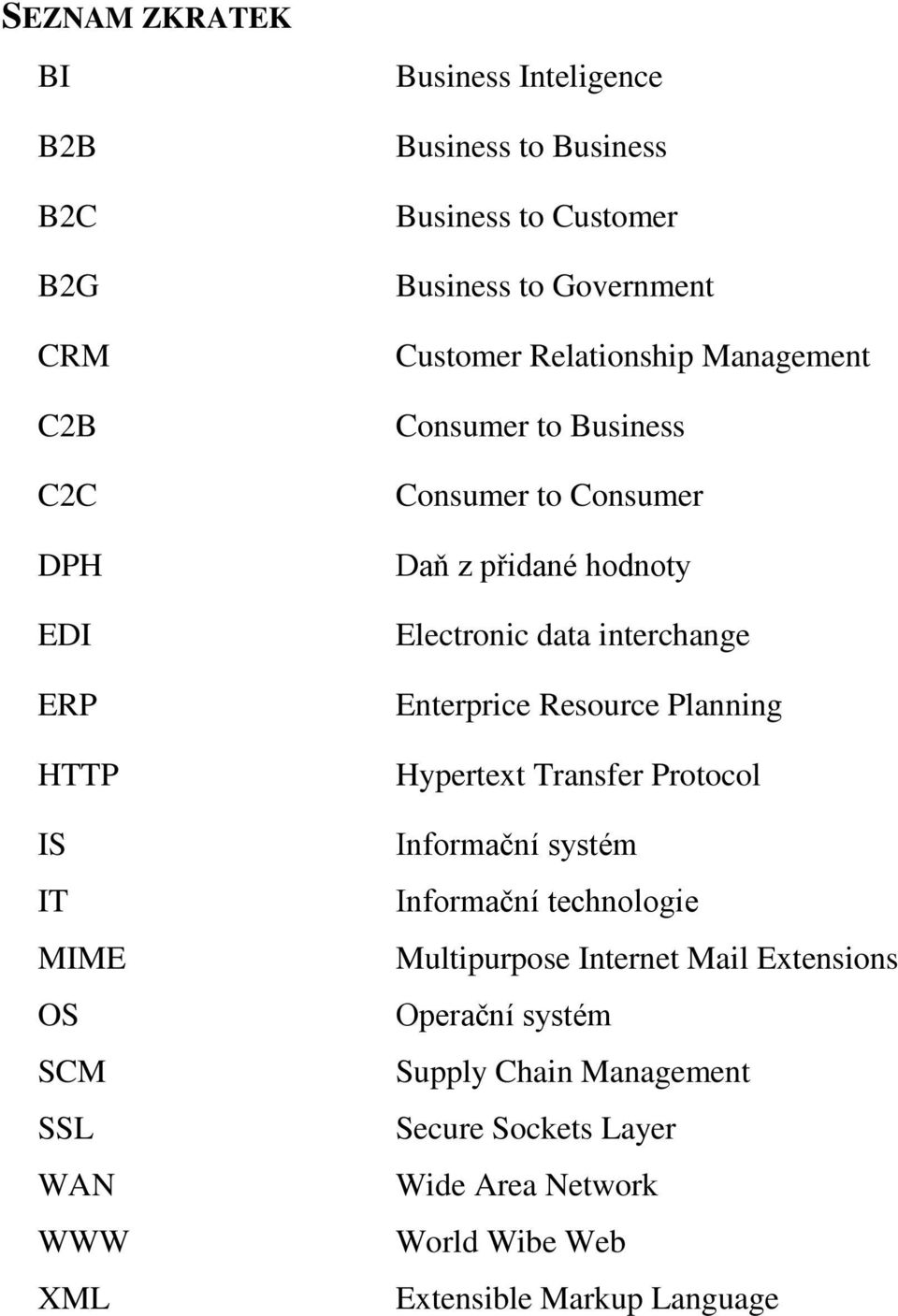 hodnoty Electronic data interchange Enterprice Resource Planning Hypertext Transfer Protocol Informační systém Informační technologie